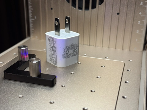 Custom artwork engraved onto a charger